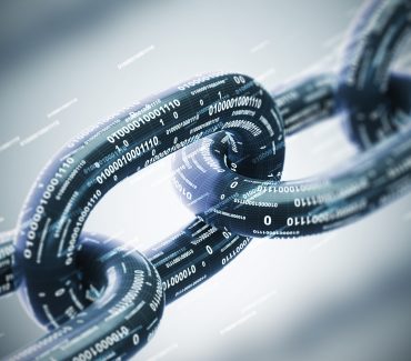 Diagonal chain made of zeros and ones. Cryptocurrency and mining. A bitcoin metaphor. Gray background. A close up. 3d rendering mock up