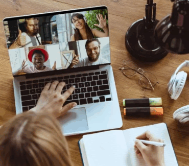 Remote team working on screen
